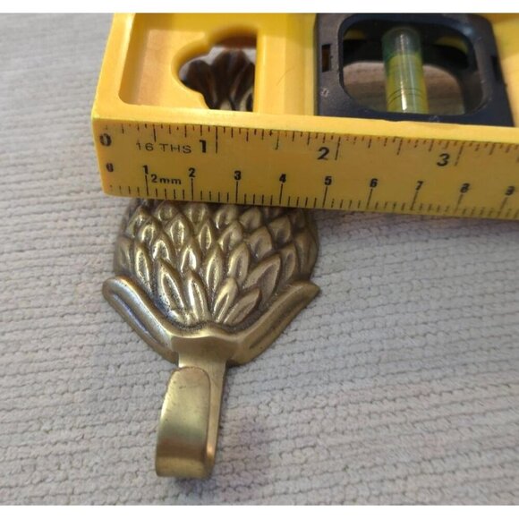 Vintage Brass Pineapple Wall Coat Robe Hook 5" Long - Picture 7 of 7